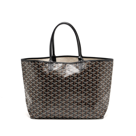 Goyard Saint Louis PM Tote  Bag Goyardine Canvas / Calfskin Black SHW