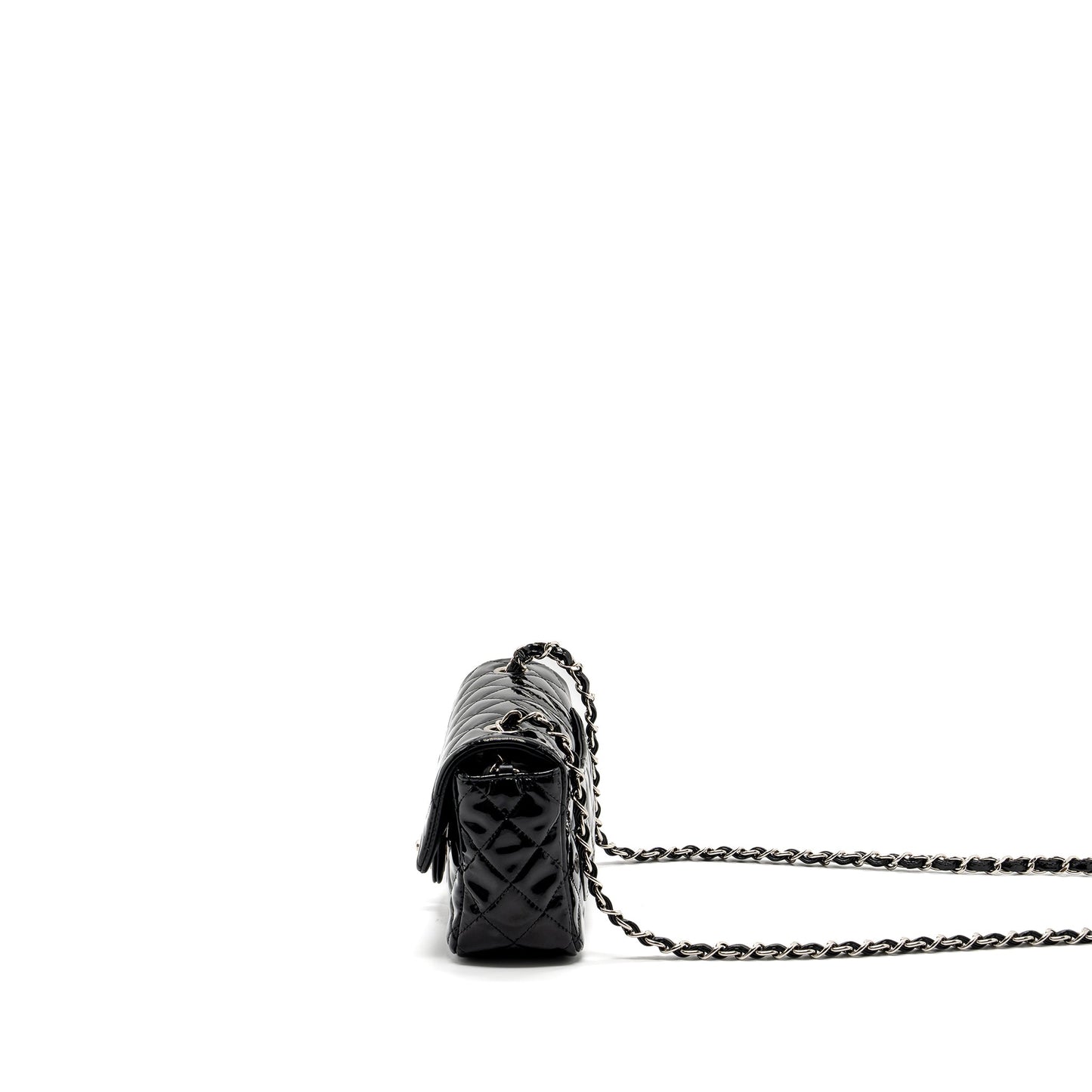 Chanel Mini Rectangular Flap Bag Patent Black SHW