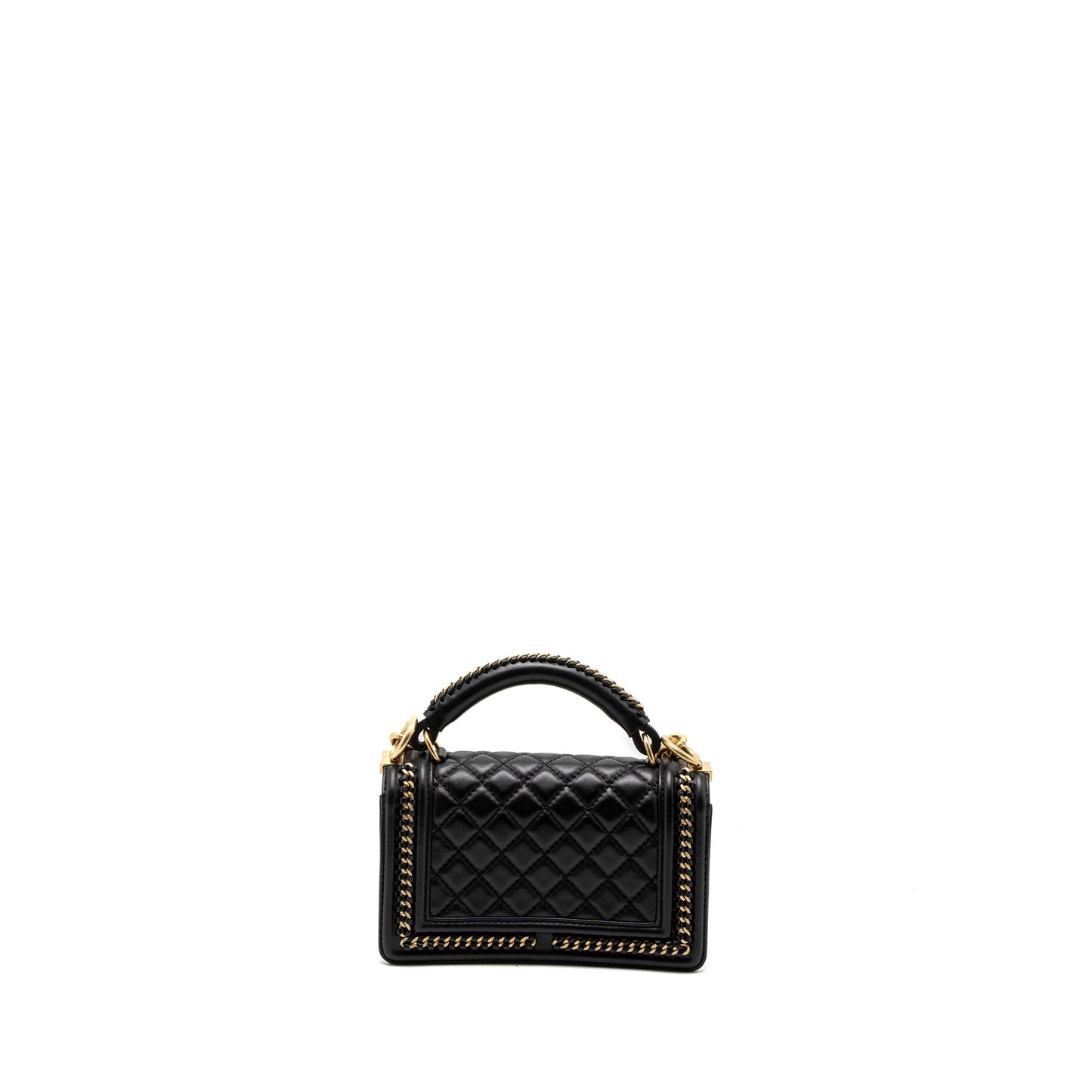 Chanel Top Handle Small Boy Bag Calfskin Black Brushed GHW
