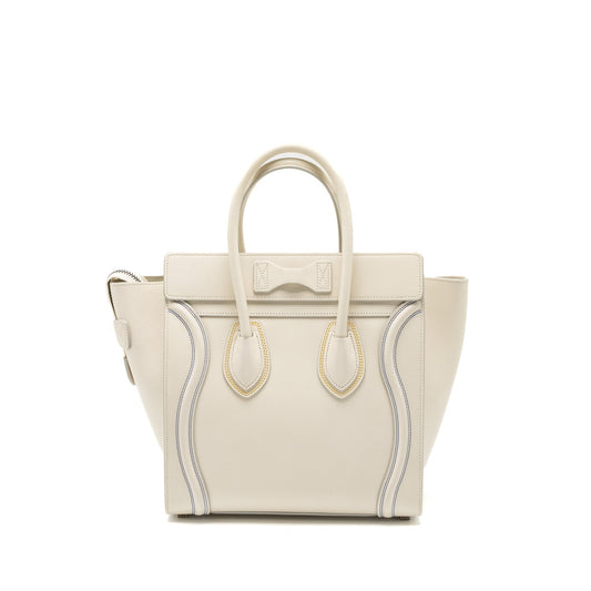 Celine Micro Luggage Bag Calfskin White SHW