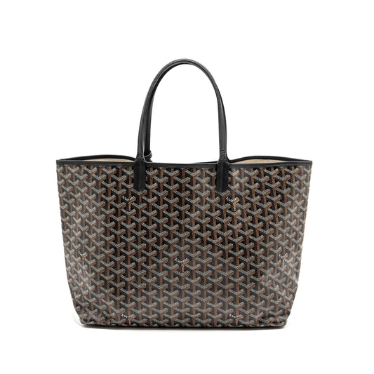 Goyard Saint Louis PM Tote  Bag Goyardine Canvas / Calfskin Black SHW