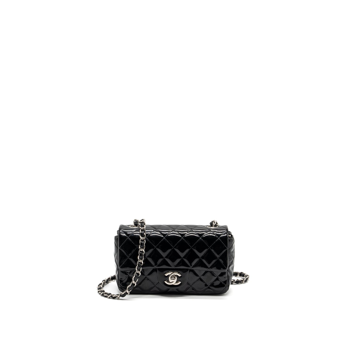 Chanel Mini Rectangular Flap Bag Patent Black SHW