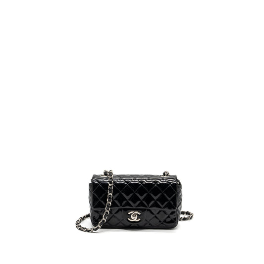 Chanel Mini Rectangular Flap Bag Patent Black SHW