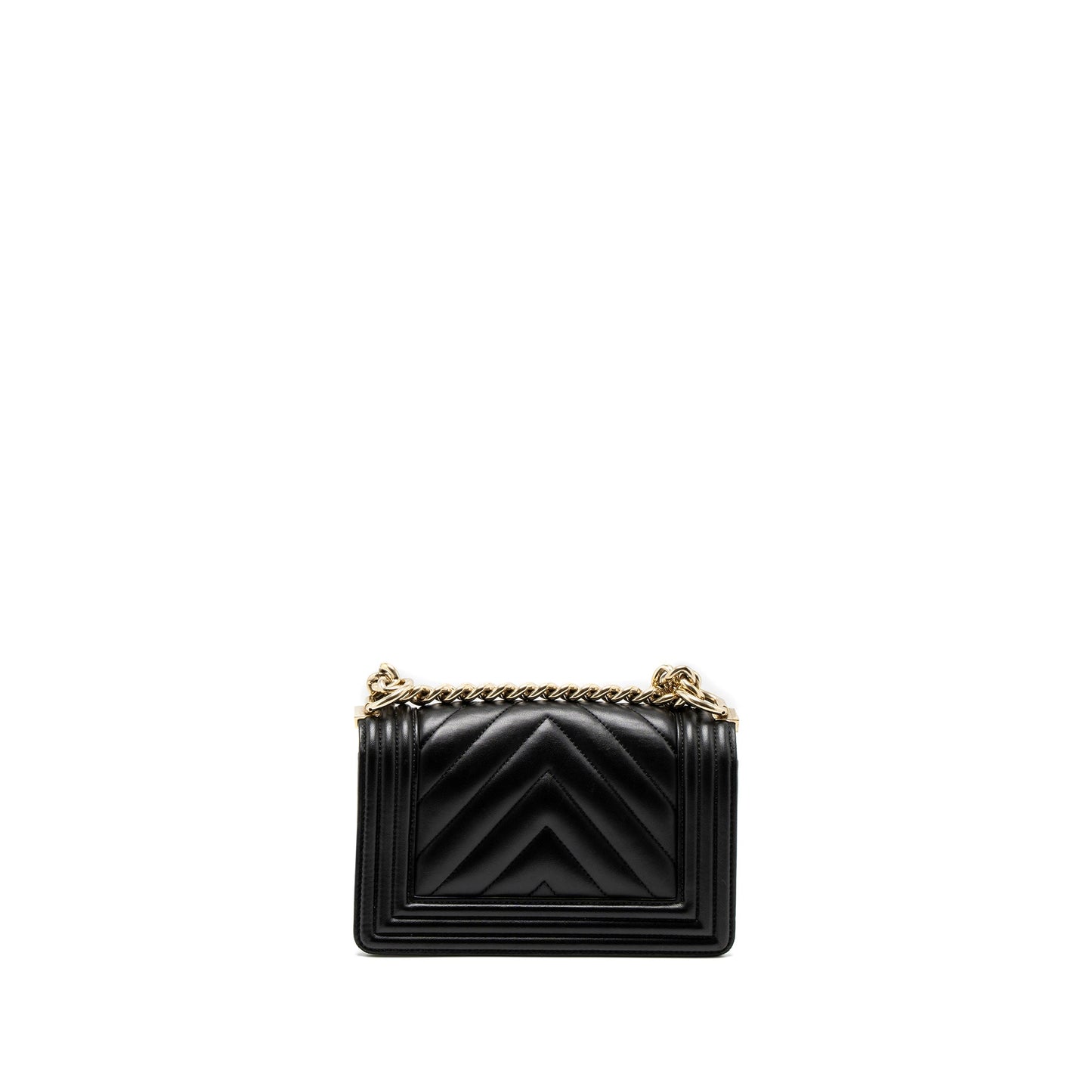 Chanel Small Chevron Boy Bag Lambskin Black GHW