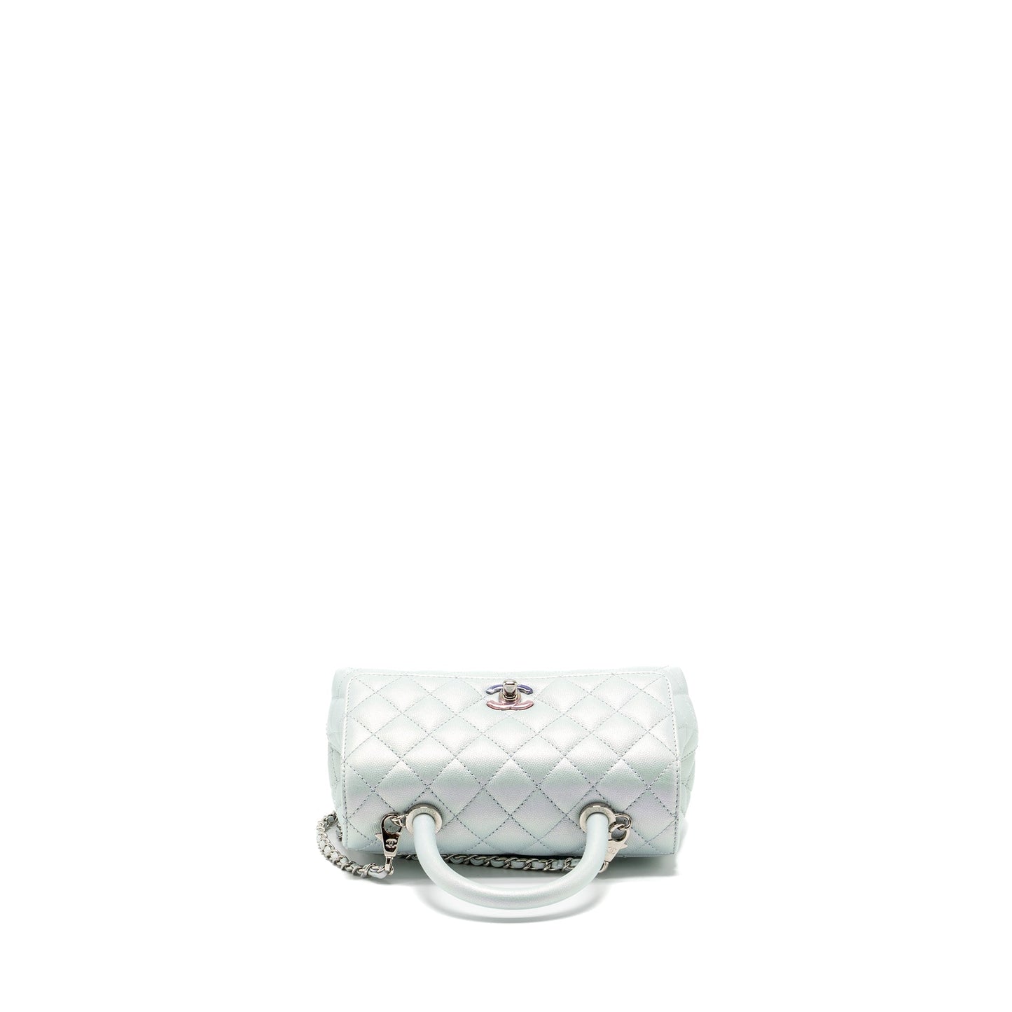 Chanel Small Coco Handle Caviar Iridescent Light Blue multicolour hardware (microchip)