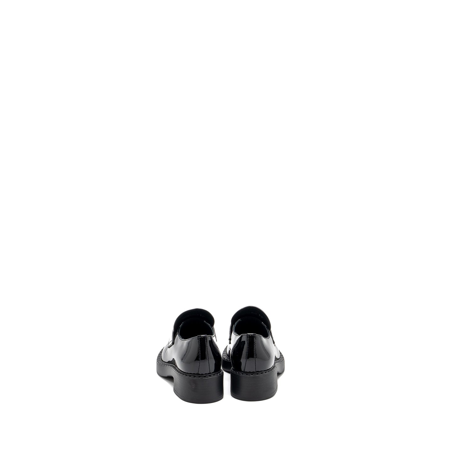 Prada Size 34.5 Loafers Patent Black SHW