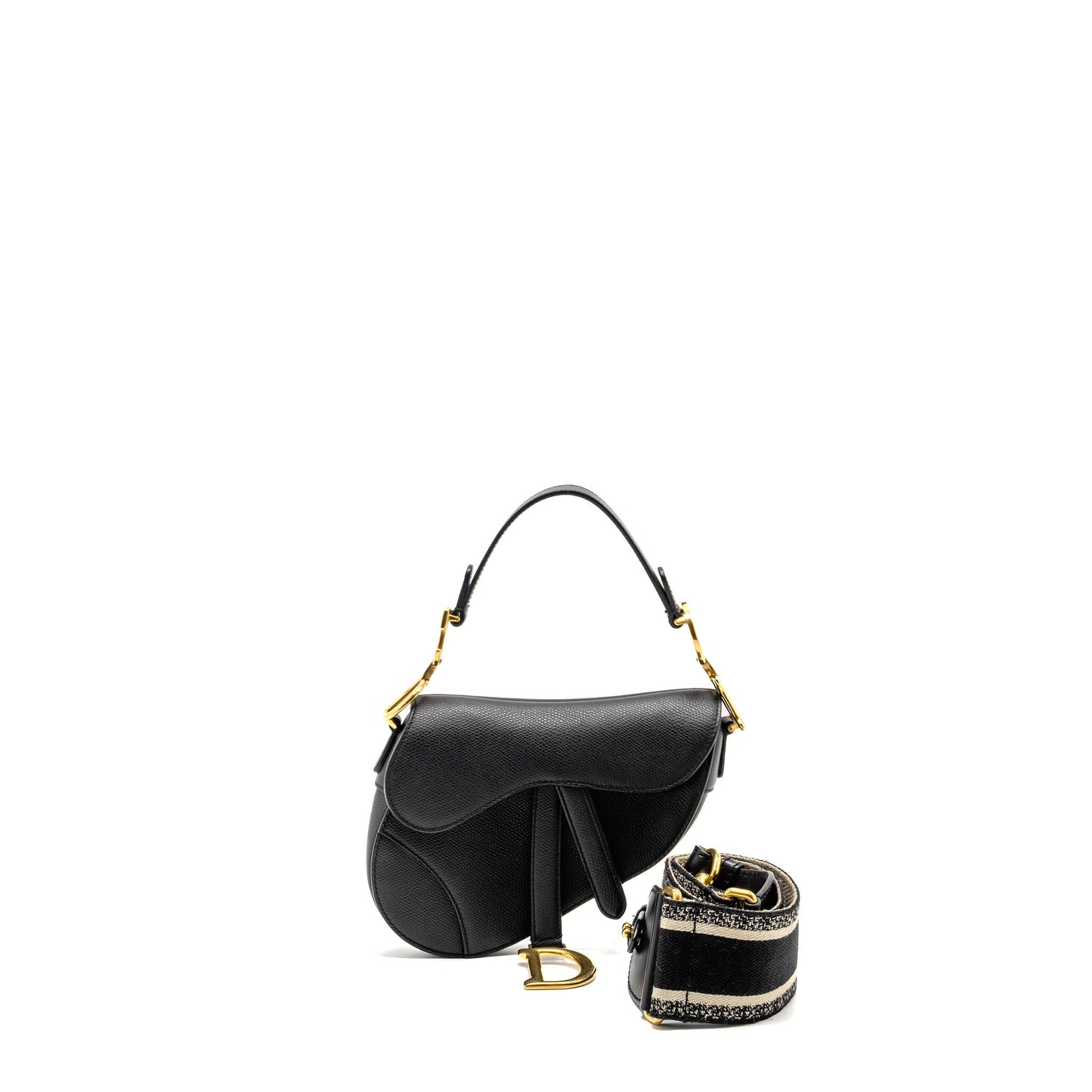 Luxury Dior MINI Saddle Bag Calfskin Black GHW