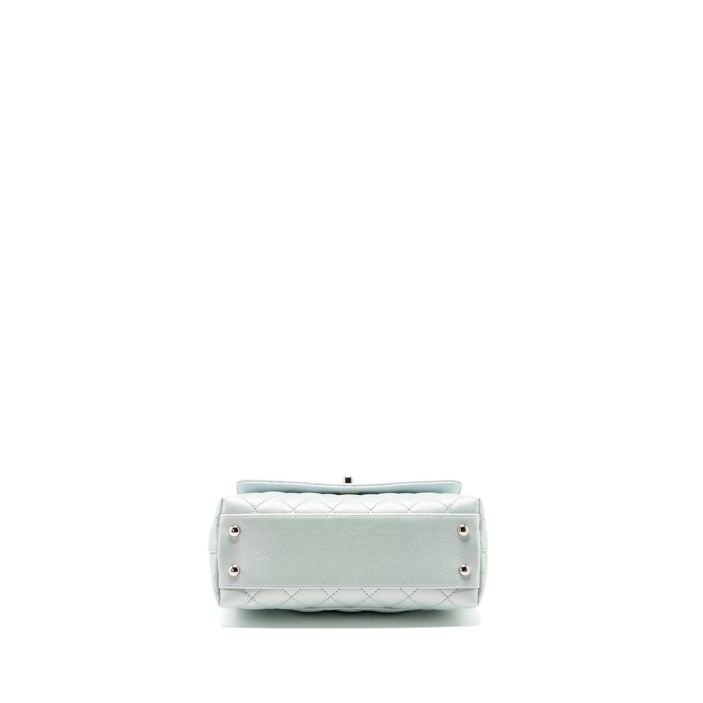 Chanel Small Coco Handle Caviar Iridescent Light Blue multicolour hardware (microchip)