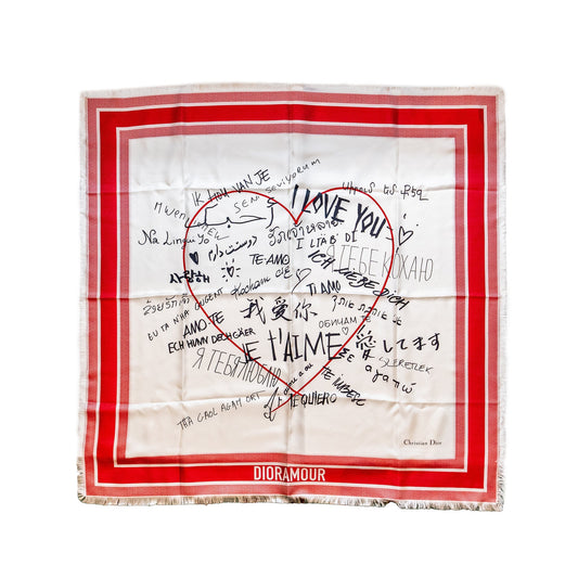 Luxury Dior Love Scarf Silk/Polyester White/Red/Black