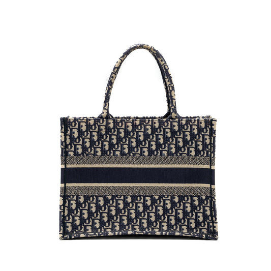 Dior medium book tote blue oblique emboidery