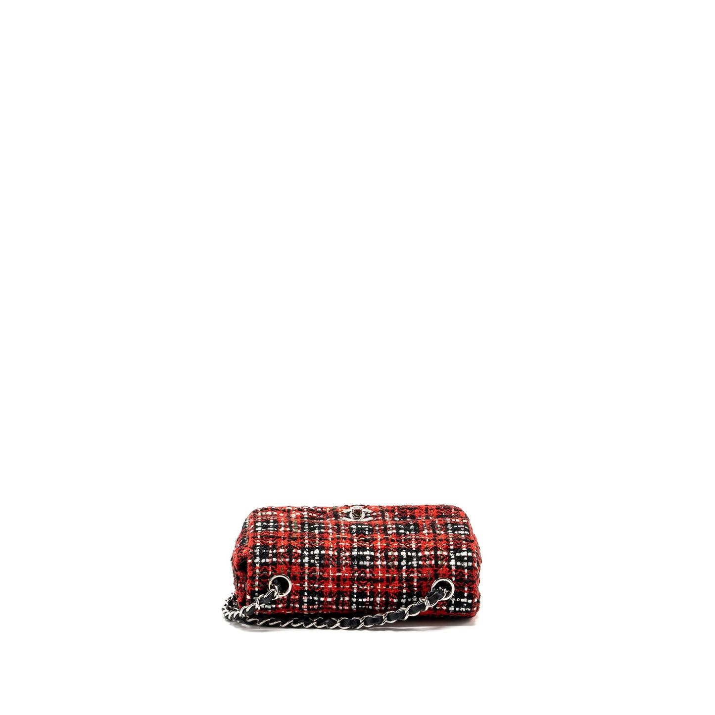 Chanel Mini Rectangular Flap bag Tweed red / black multicolour SHW