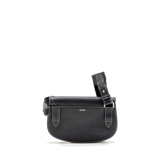 Dior x Kaws Pouch Saddle Bag Leather Black SHW