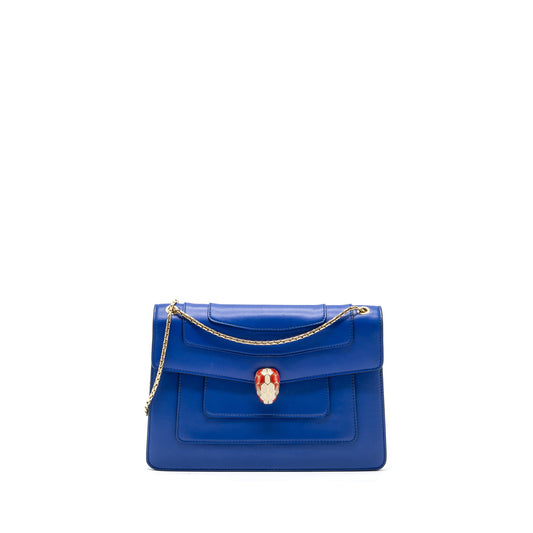 Bvlgari Serpenti Forever Shoulder Bag Leather Blue GHW
