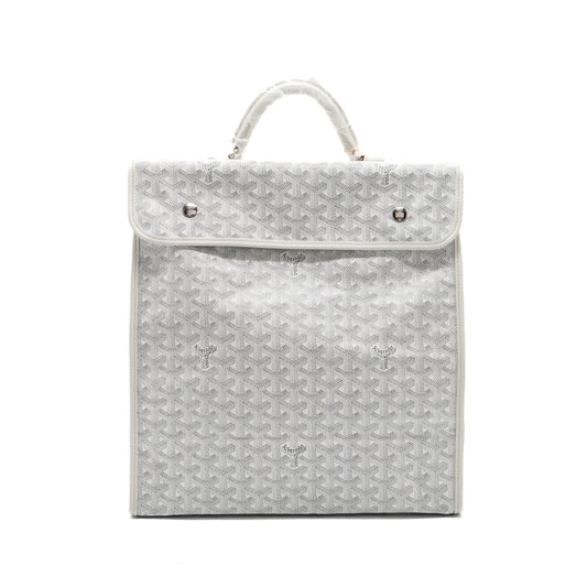 Goyard Saint Leger Backpack Goyardine Canvas White SHW