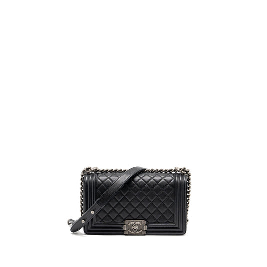 Chanel Medium Boy Bag Caviar Black Ruthenium Hardware