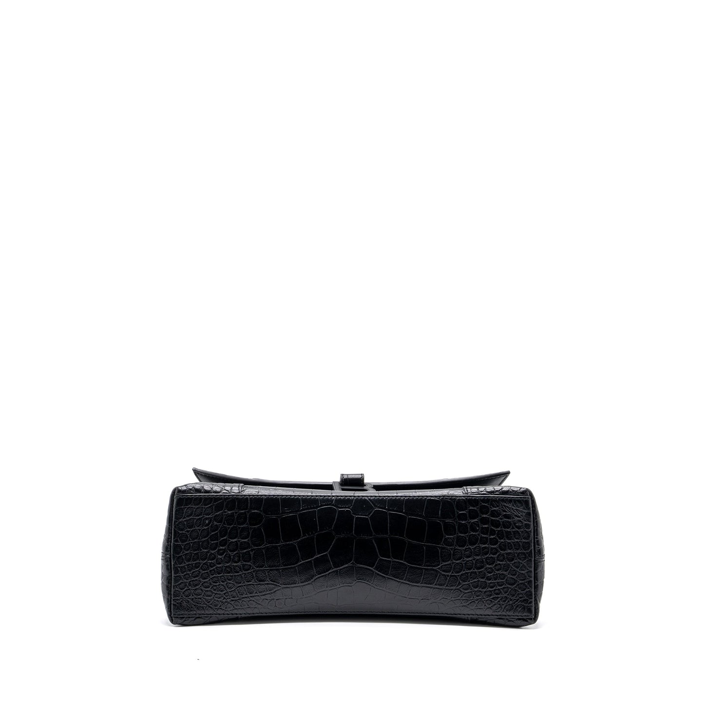 Balenciaga Downtown Small Shoudler Bag Crocodile Embossed Black with Black Hardware