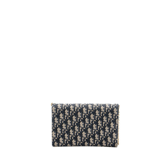 Dior Saddle Flap Bag Blue Dior Oblique Embroidery GHW