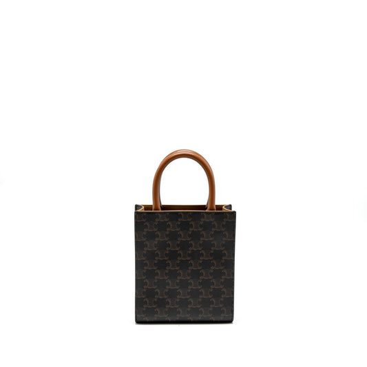 Celine Mini Vertical Cabas Triomphe Canvas Brown GHW