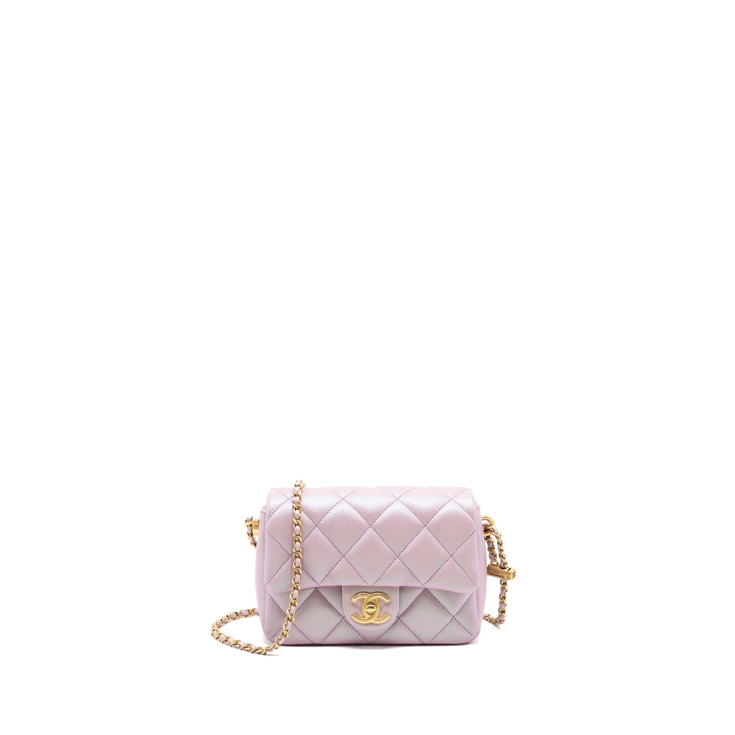 Chanel My Perfect Mini square flap bag caviar pink GHW (microchip)