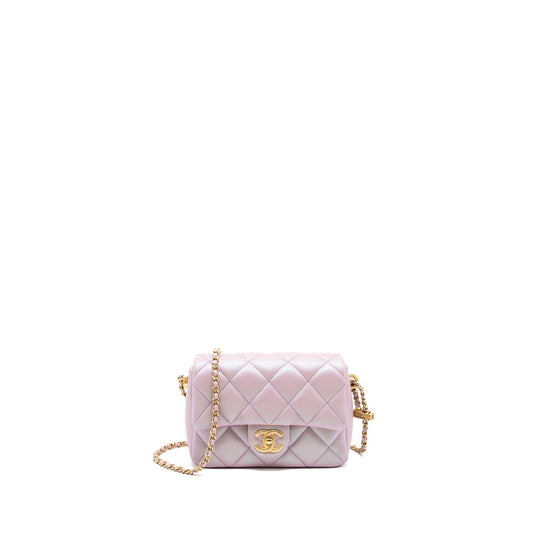Chanel My Perfect Mini square flap bag caviar pink GHW (microchip)