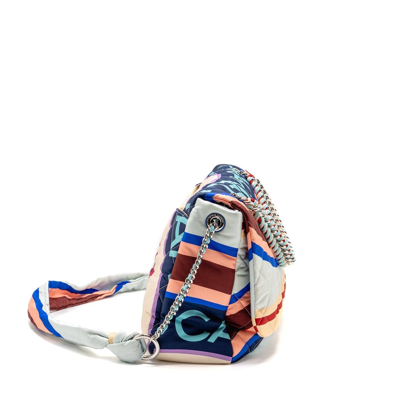 Chanel Large quilted Single Flap Bag Fabric Multicolour SHW