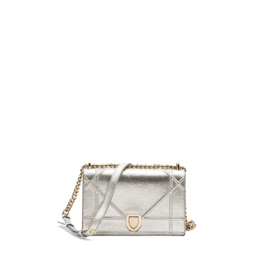 Luxury Dior Luxury Diorama Bag Goatskin Metallic Silver LGHW