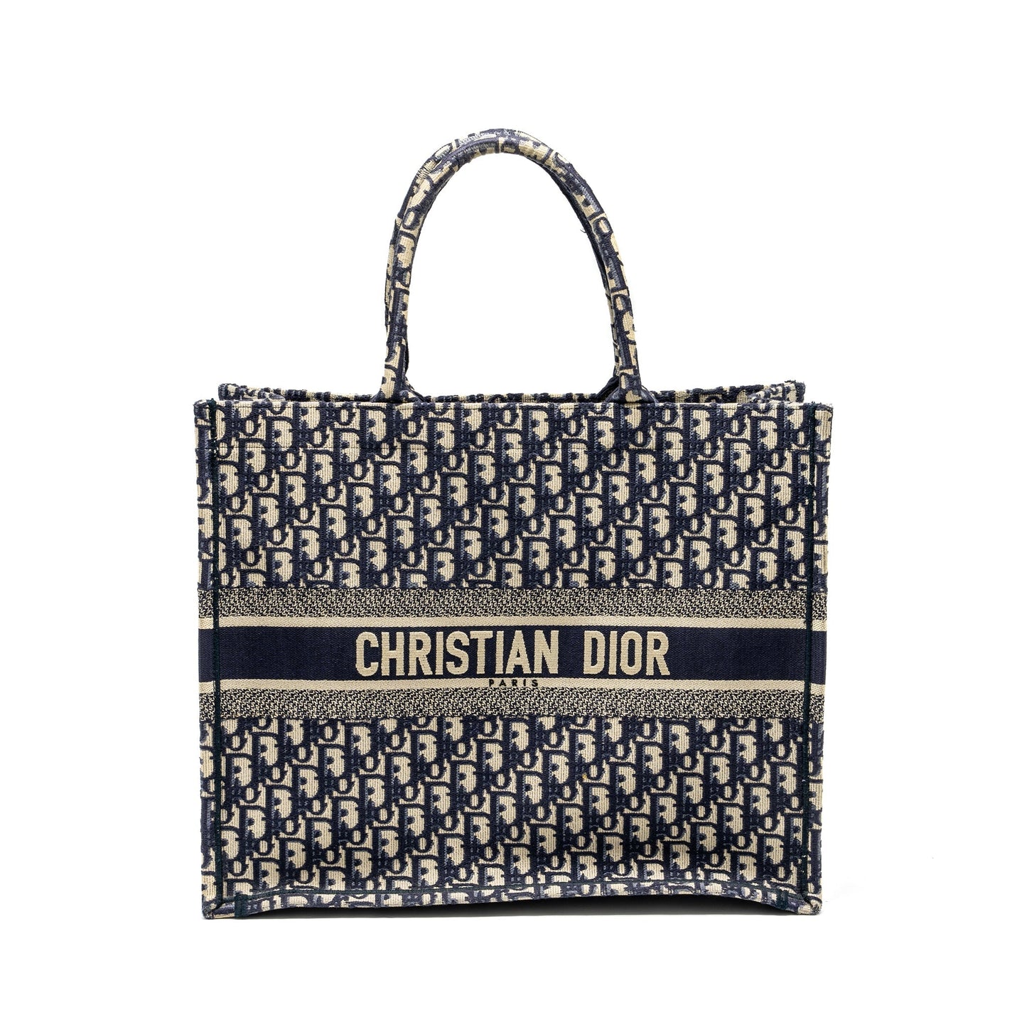 Luxury Dior Large Book tote blue oblique EMBROIDERY