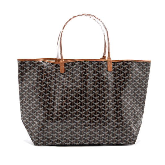Goyard Saint Louis GM Tote Bag Canvas/ Leather Black/ Tan SHW