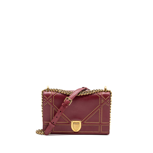 Dior medium diorama studded lambskin red GHW