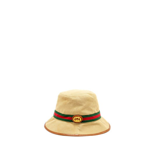 Gucci Size M Bucket Hat Canvas Brown GHW