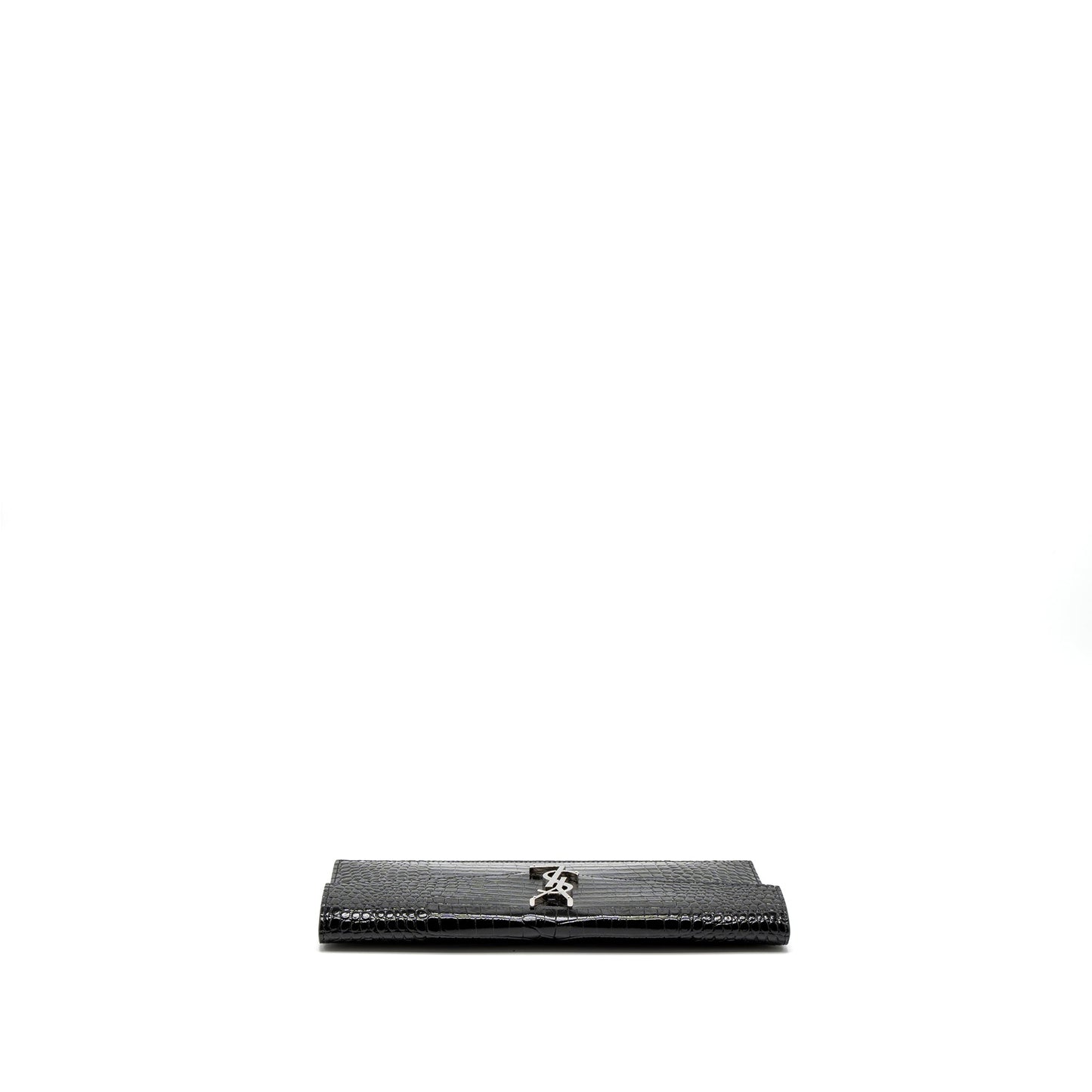 Saint Laurent/YSL Uptown Pouch Croc-Embossed Calfskin Black SHW