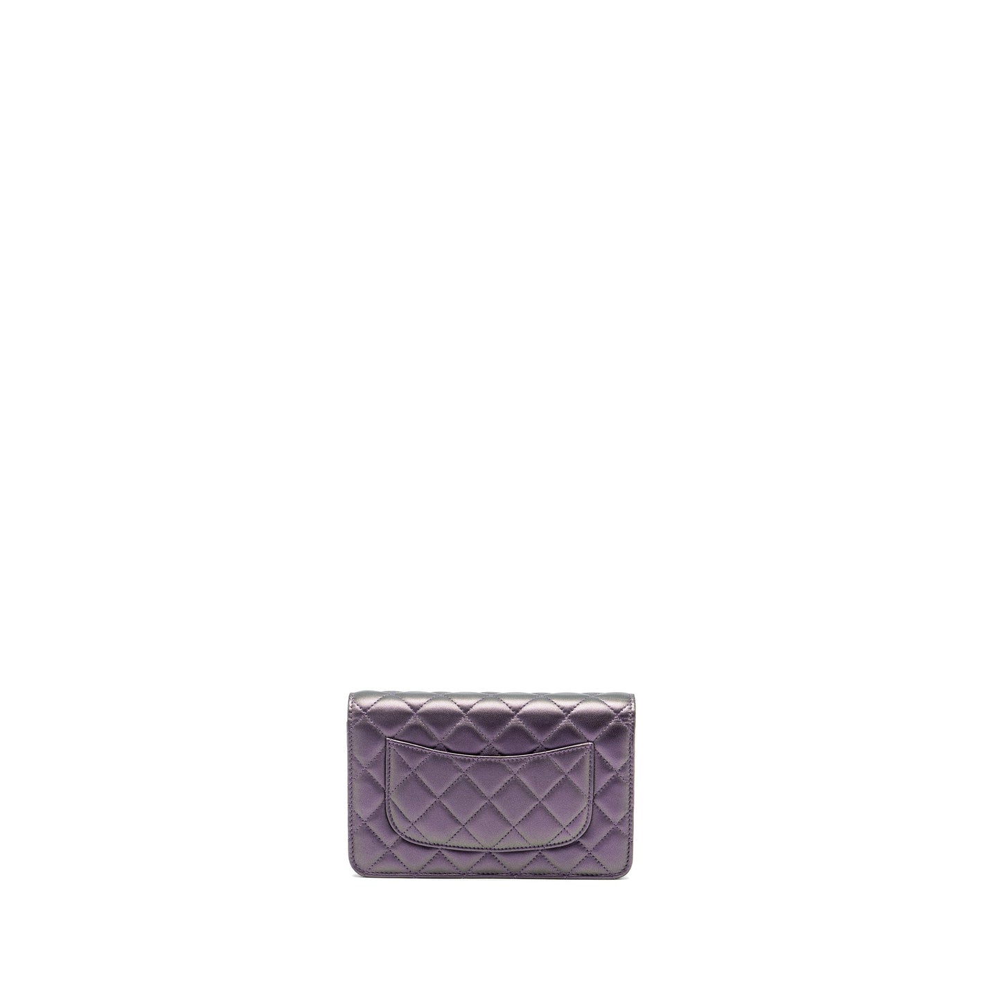 Chanel Classic Wallet On Chain Lambskin Iridescent Purple Ruthenium Hardware