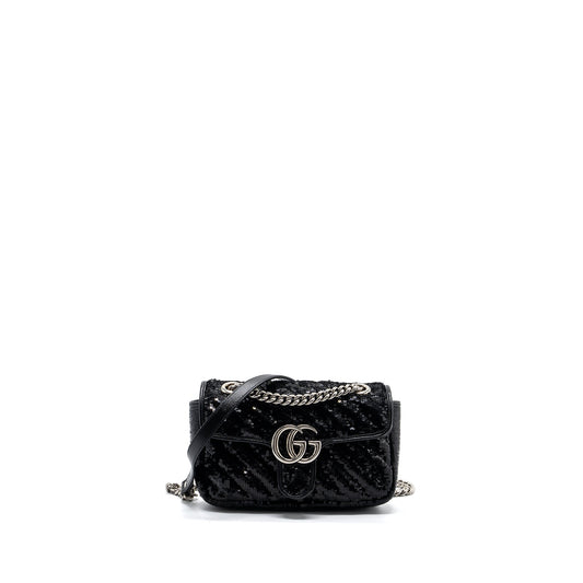 Gucci Mini GG Marmont Matelasse Bag Sequin Black SHW