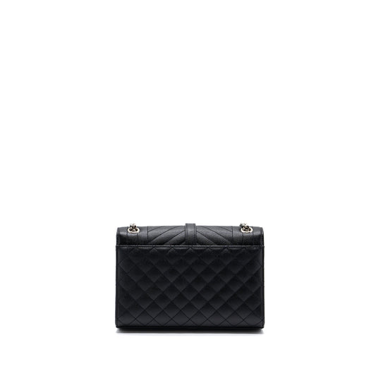 Saint Laurent/YSL Envelope Medium Chain Bag Grained Calfskin Mix Matelasse Black SHW