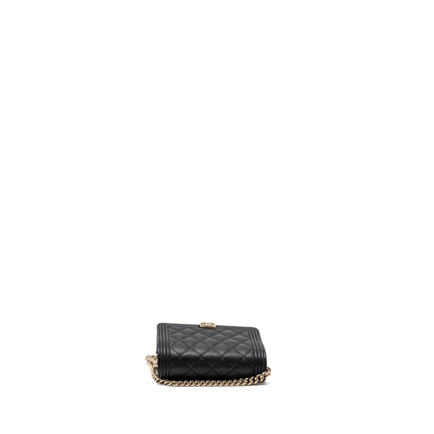 Chanel boy chain clutch caviar black LGHW (microchip)