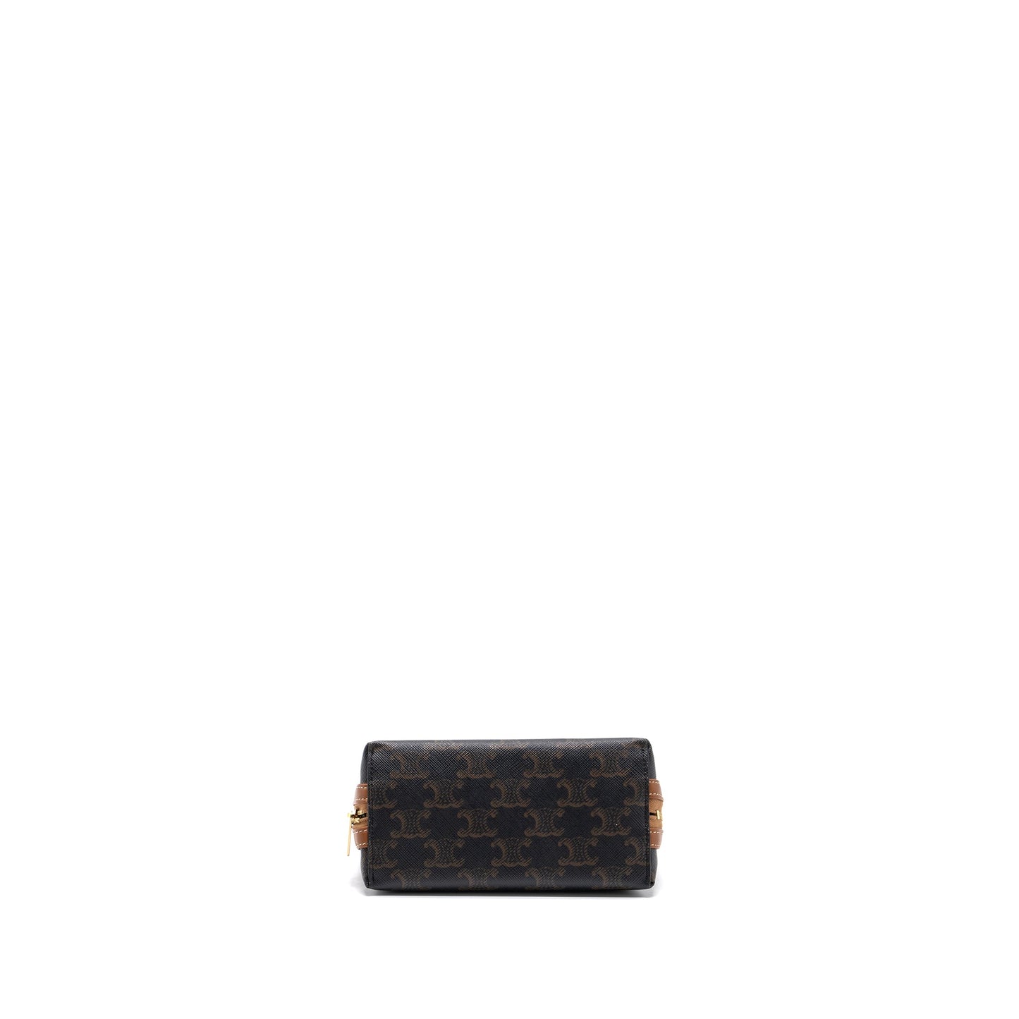 Celine Clutch With Chain Triomphe Canvas/Lambskin Tan GHW