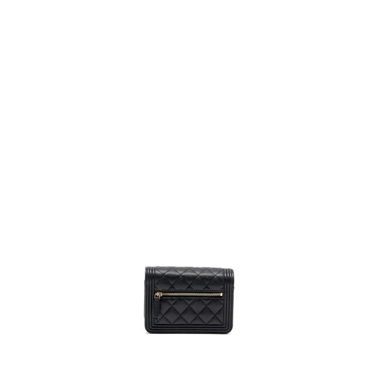 Chanel boy chain clutch caviar black LGHW (microchip)