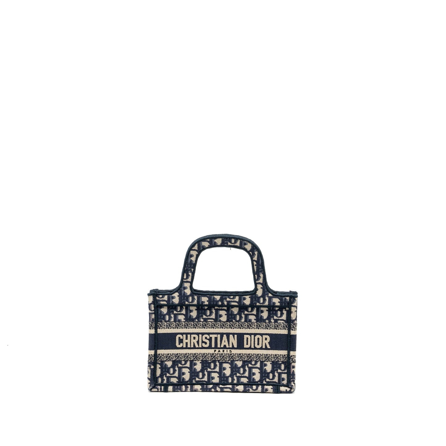 DIOR MINI BOOK TOTE BLUE OBLIQUE EMBROIDERY