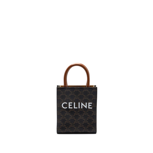 CELINE MINI VERTICAL CABAS TRIOMPHE CANVAS BROWN GHW
