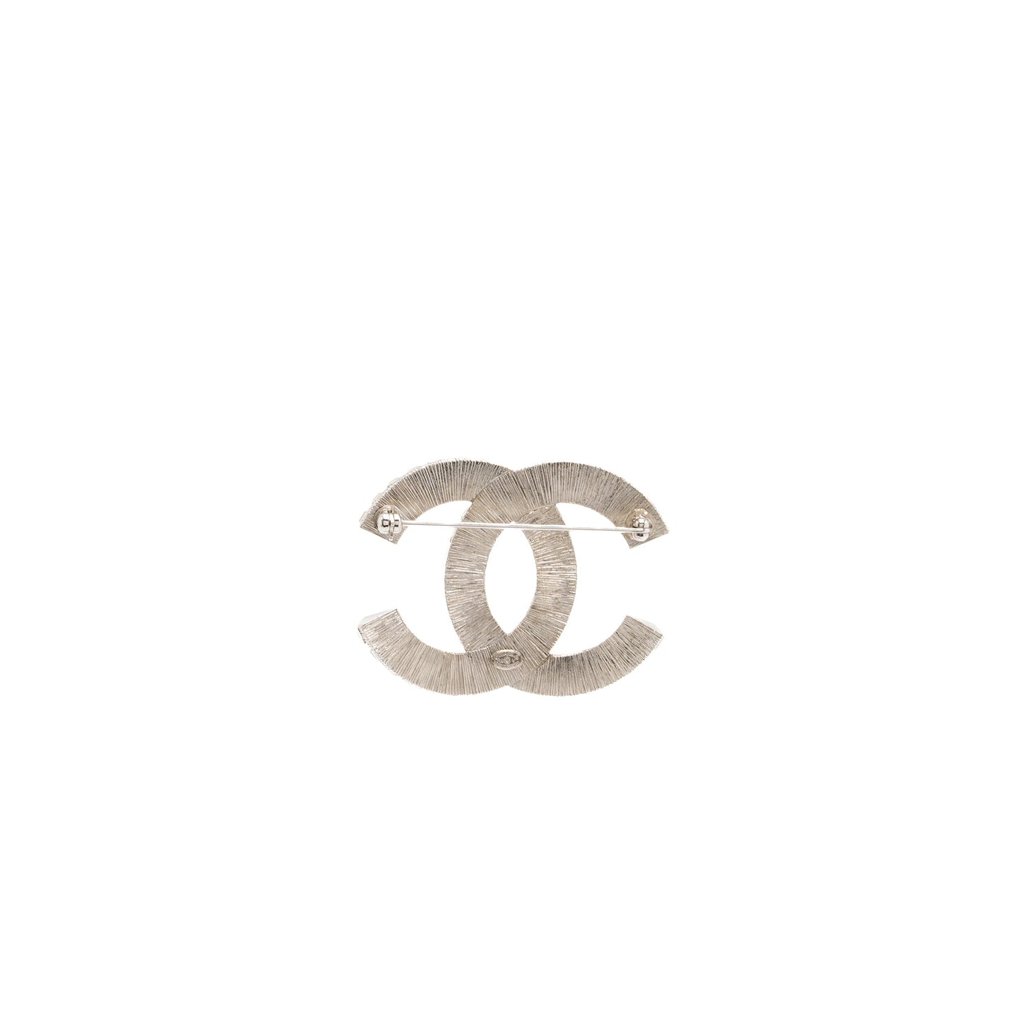 Chanel CC Crystal Brooch Silver Tone