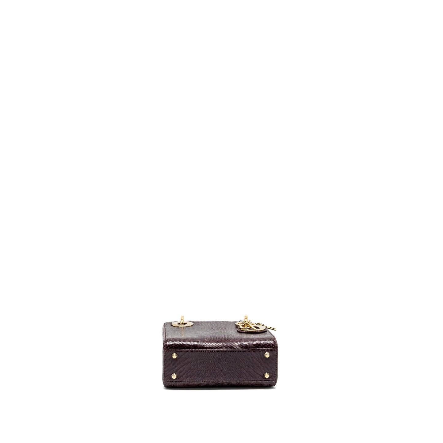 DIOR Mini Lady Dior Lizard Burgundy LGHW