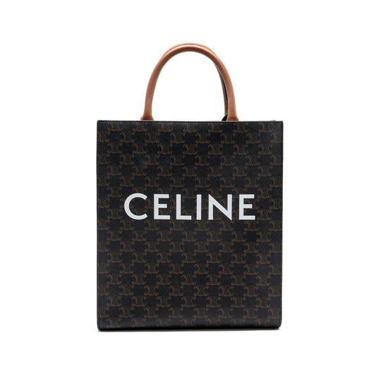 Celine small cabas vertical triomphe canvas / calfskin tan GHW
