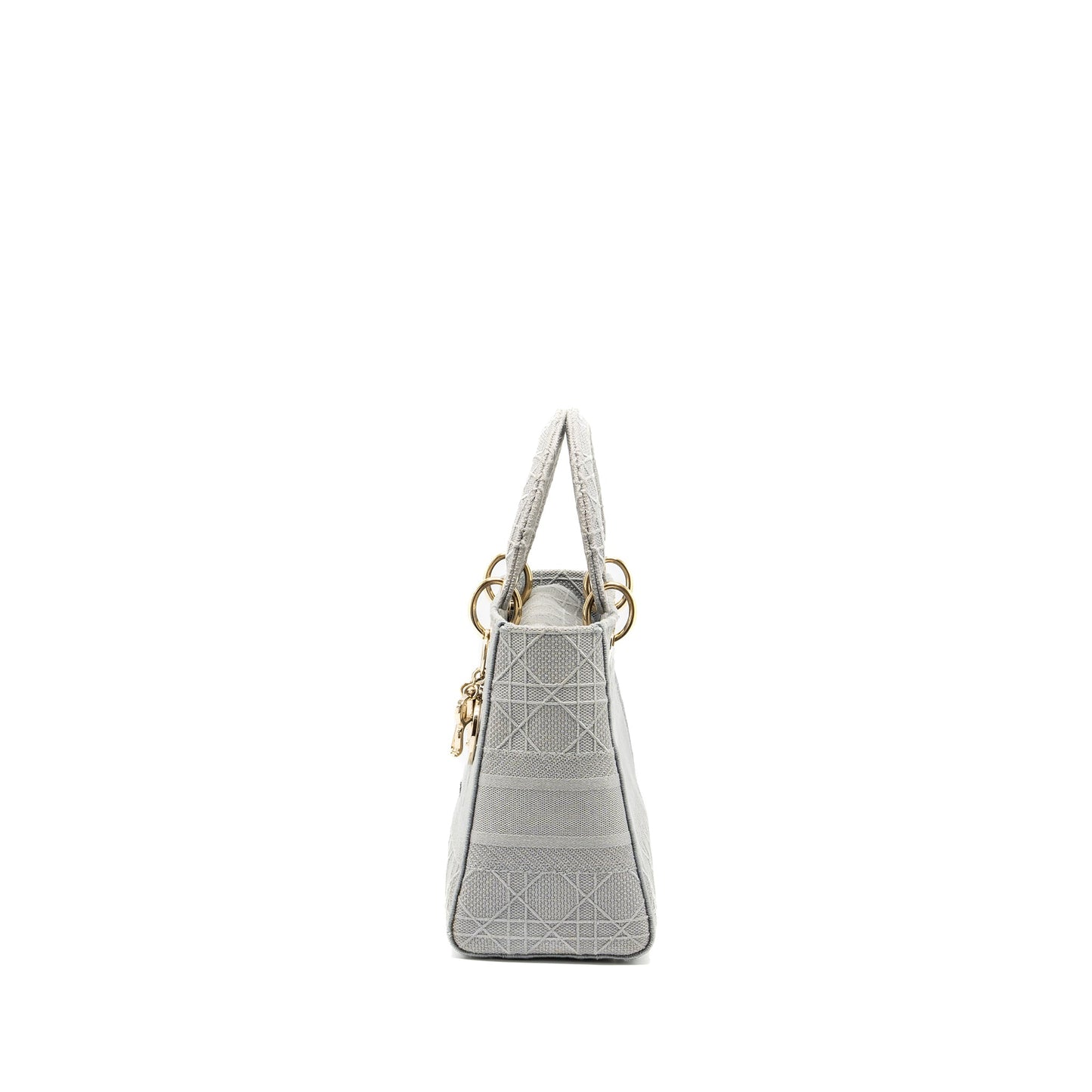 Dior Medium Lady D-Lite Bag Cannage Embroidery Grey LGHW