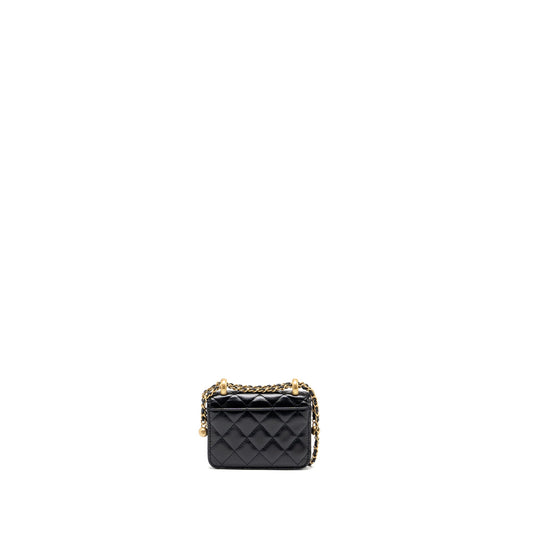 Chanel 21A Gold Crush coin purse with Chain Calfskin Black GHW