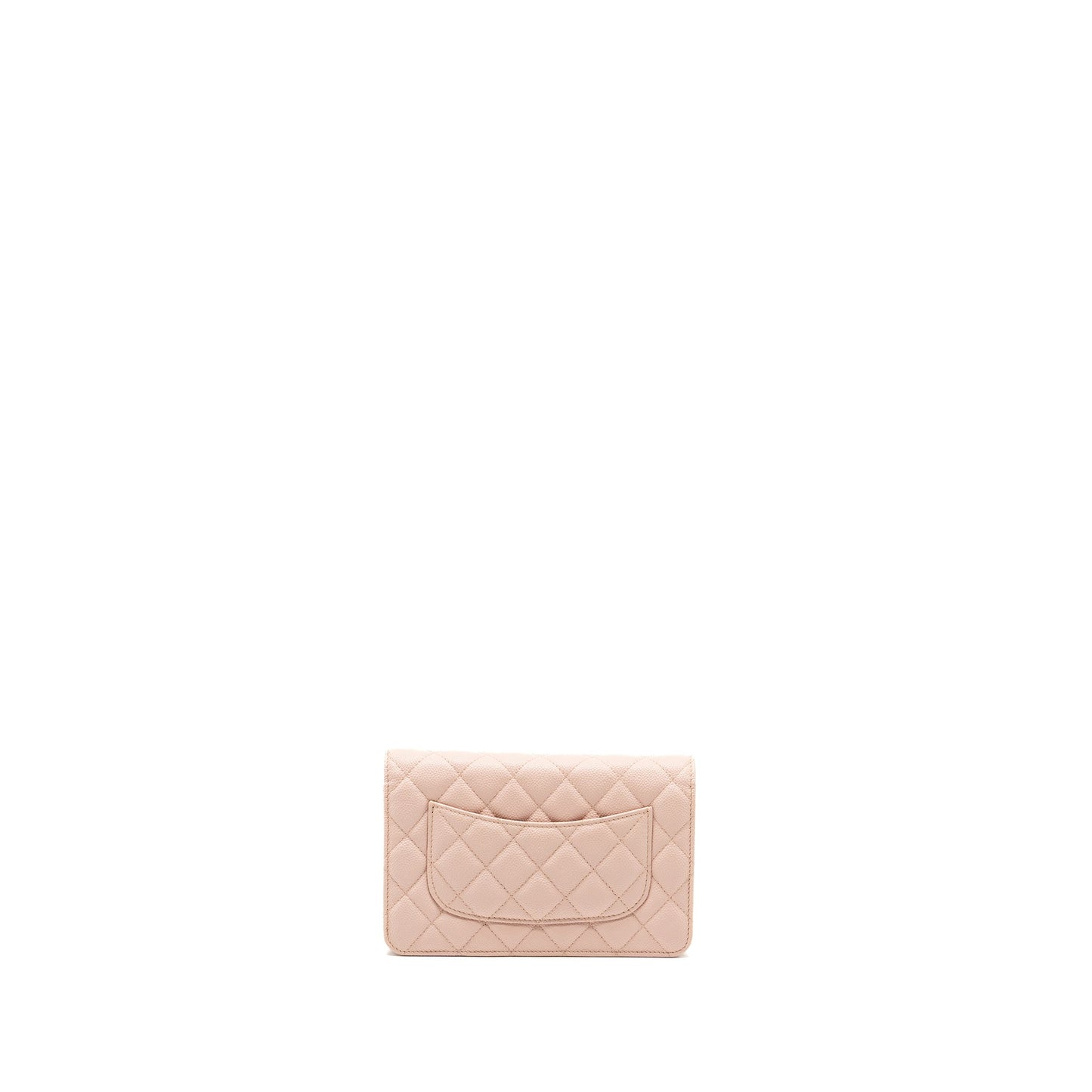 Chanel Enamel logo quilted wallet on chain caviar light pink LGHW