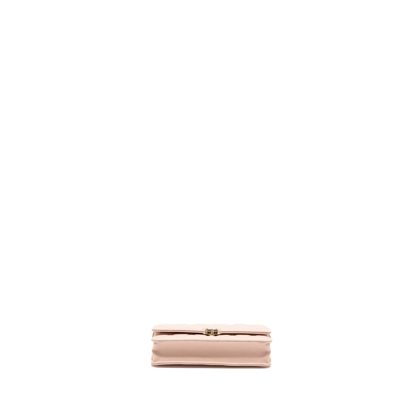 Chanel Enamel logo quilted wallet on chain caviar light pink LGHW