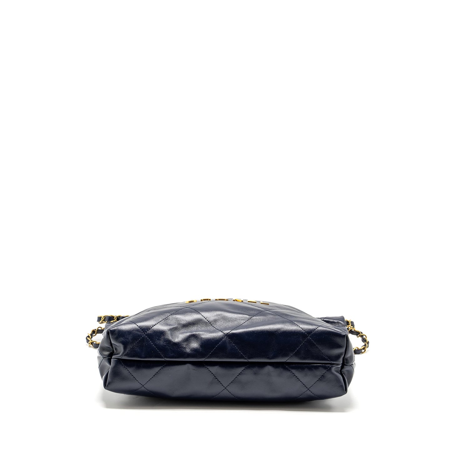 Chanel Small 22 bag calfskin dark blue GHW (microchip)