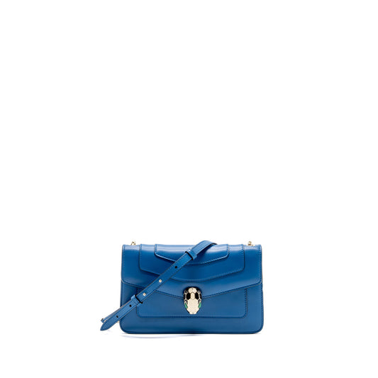 Bvlgari serpenti forever flap chain bag calfskin blue LGHW