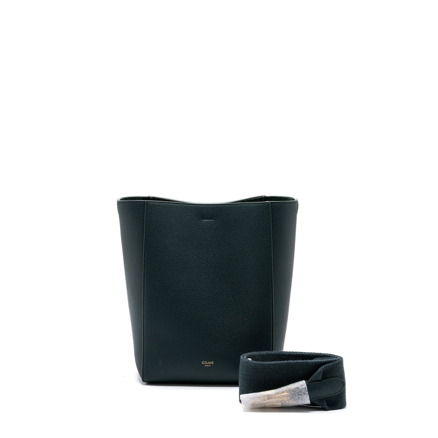 Celine Sangle bucket bag calfskin dark green GHW