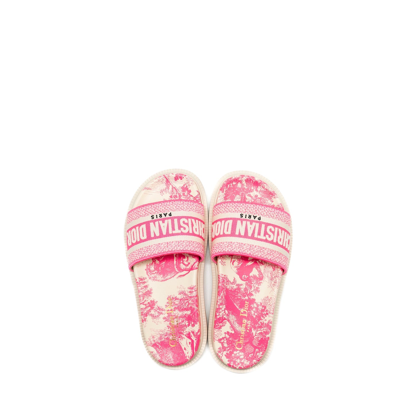 Dior size 37.5 Sandals Embroidered Cotton/ Rubber Pink
